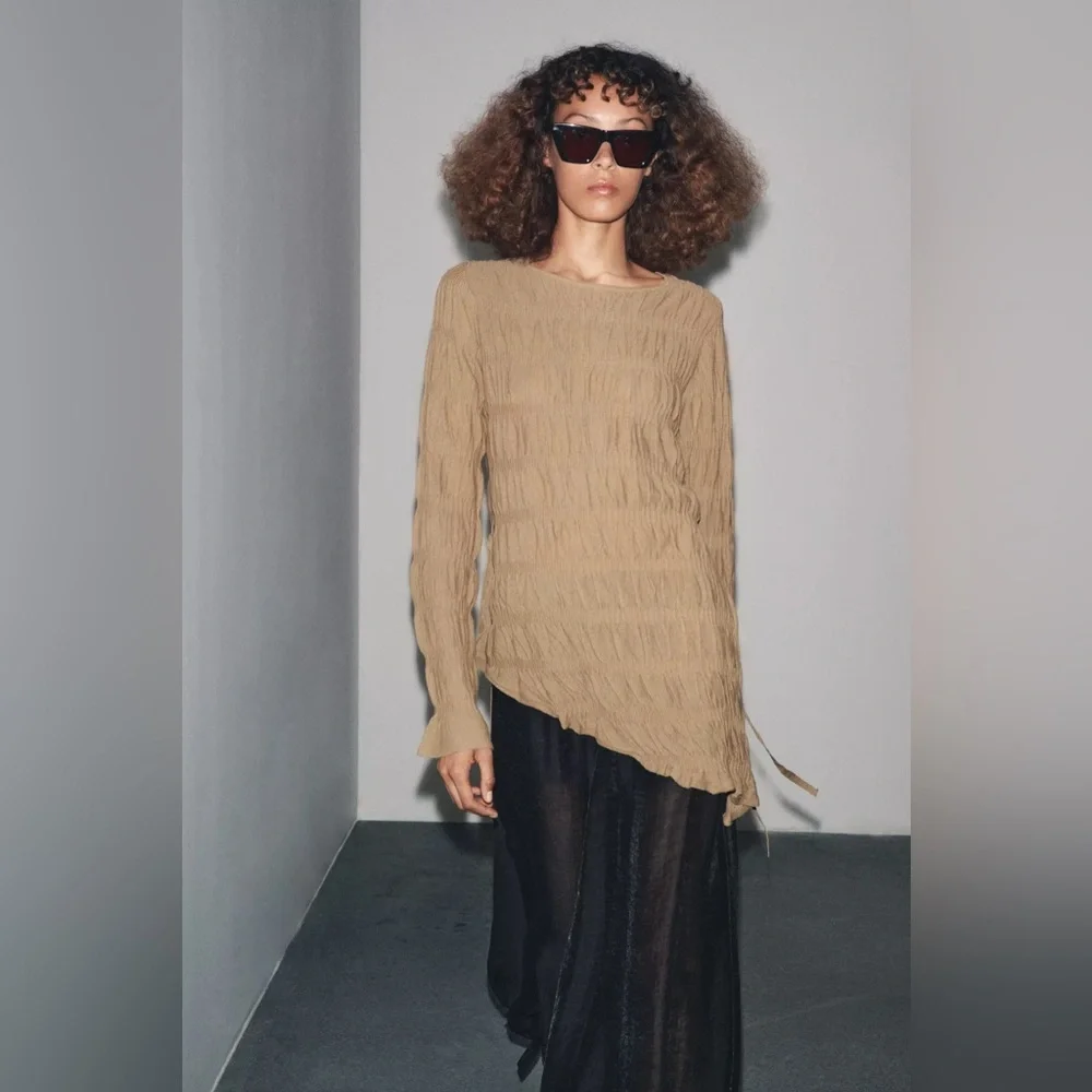 ZARA RUCHED KNIT TOP - Picture 7 of 12